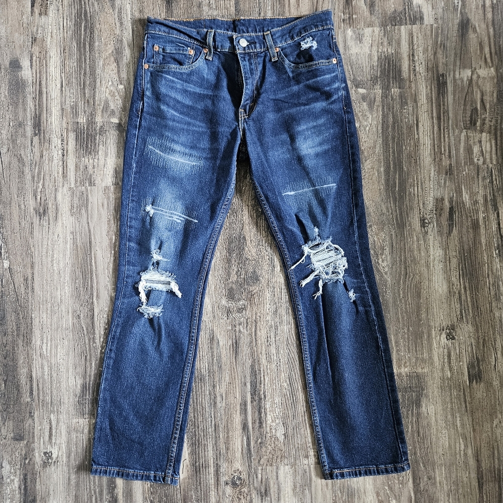 Levi's 511 Blue Denim Ripped Slim Fit Jeans, Size W32 x L29